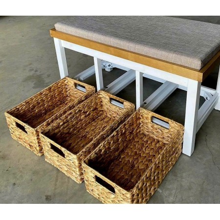 385245 : Ghế Băng Gỗ Sồi + Nệm Với Rỗ Lục Bình